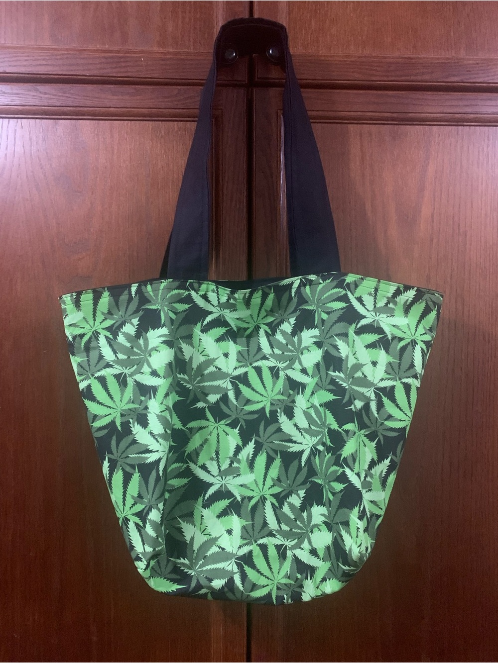Green 420 Leaf Print Tote Bag - Casual Everyday Carry